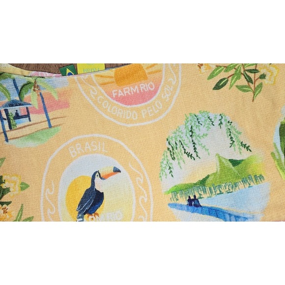 S NWT Farm Rio Reversible Double Colorido Swim top blue yellow pink postcard P - Picture 7 of 14